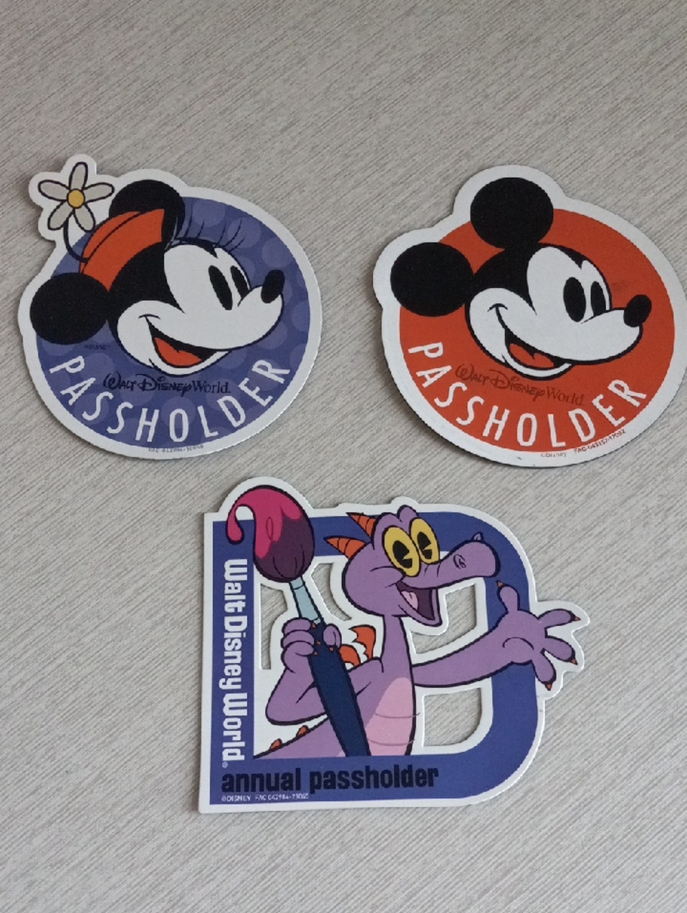 WDW Disney Annual Passholder Magnets Mickey Minnie Baby Figment Art Set Of 3